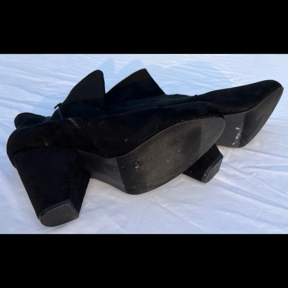 Black Faux Suede Cone Heel Bootie (WW) - Picture 8 of 11